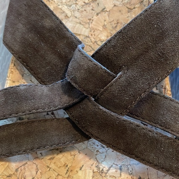 Eddie Bauer Women’s Slide Sandals Size 7 Brown Leather Granola Girl Bohemian - Picture 2 of 11